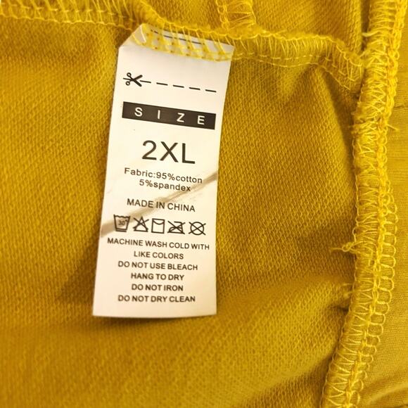 Cropped Wide Leg Cotton Blend Pants Size 2XL pockets Mustard Yellow Casual - Picture 4 of 4